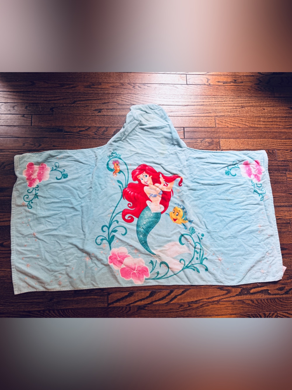 Disney Ariel Kids Hooded Towel - Light Blue, Red, Pink, Teal